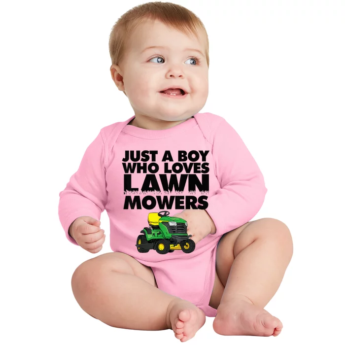 Just A Boy Who Loves Lawn Mowers Baby Long Sleeve Bodysuit