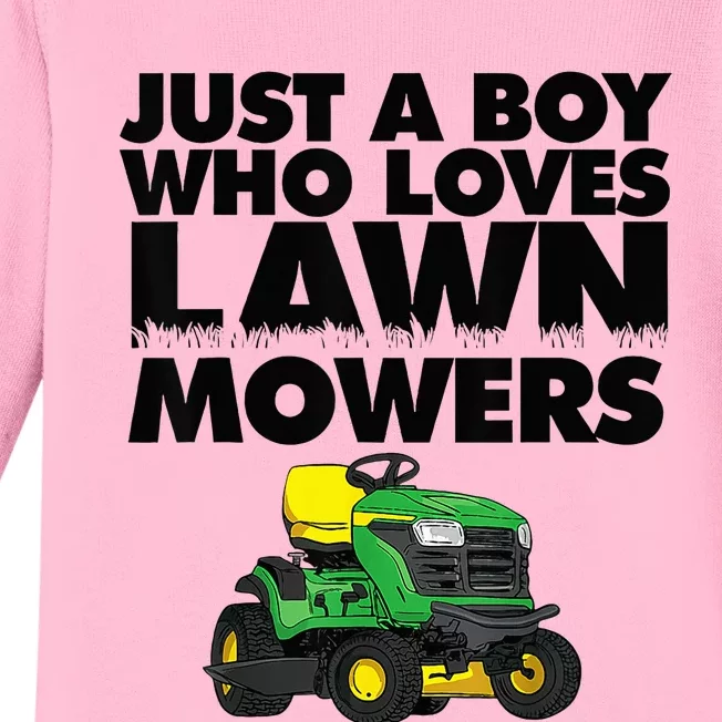 Just A Boy Who Loves Lawn Mowers Baby Long Sleeve Bodysuit