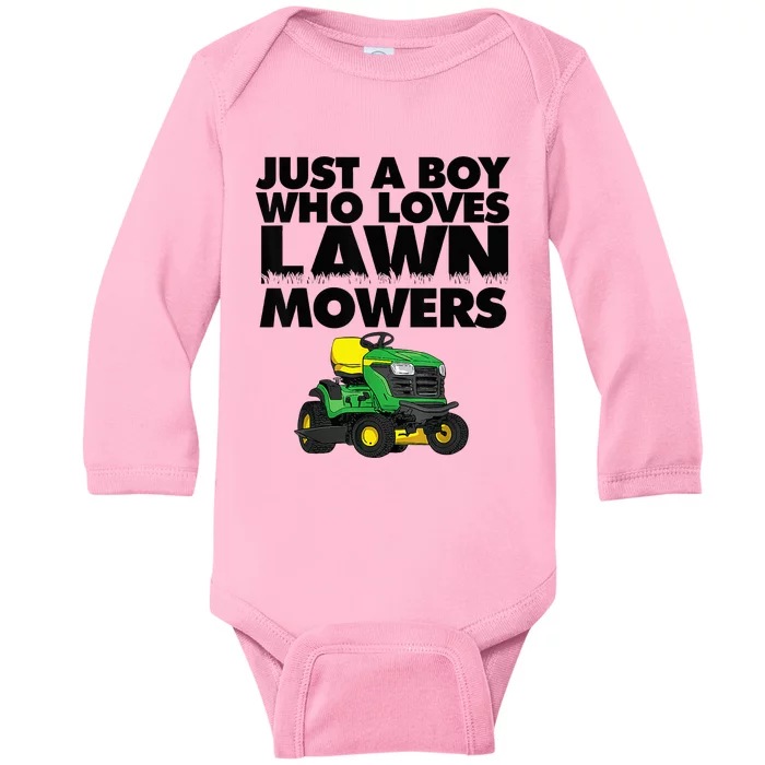 Just A Boy Who Loves Lawn Mowers Baby Long Sleeve Bodysuit