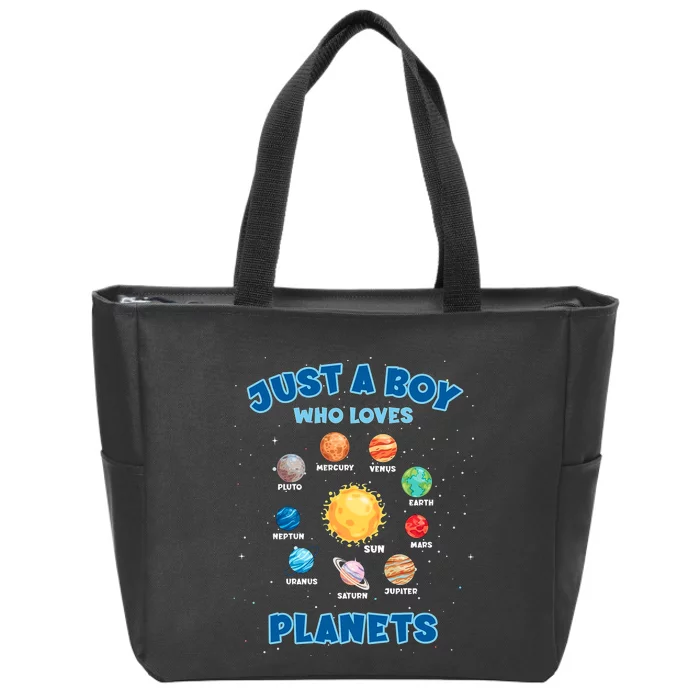 Just A Boy Who Loves Planets Solar System Space Science Gift Zip Tote Bag