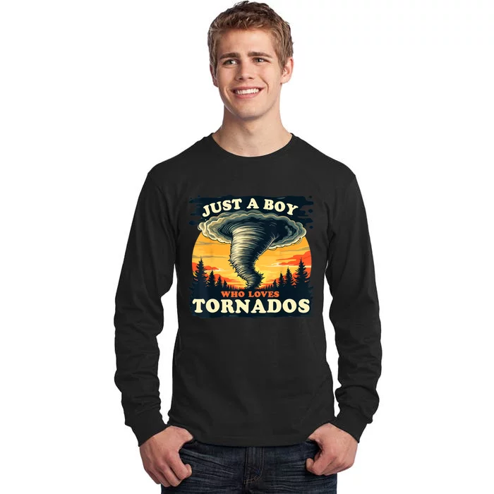 Just A Boy Who Loves Tornados Meteorology Storm Chaser Tall Long Sleeve T-Shirt