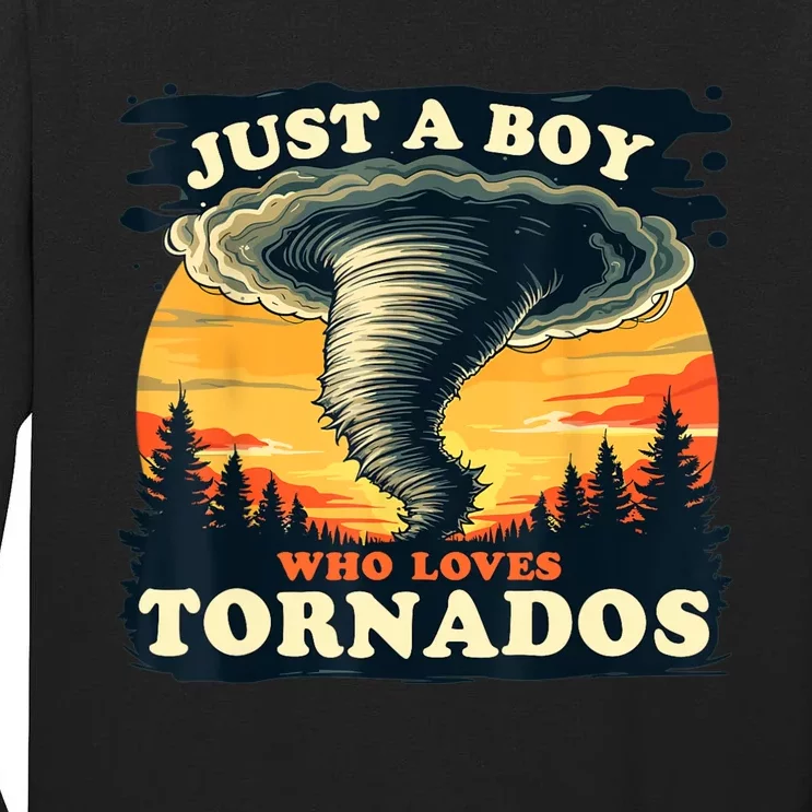 Just A Boy Who Loves Tornados Meteorology Storm Chaser Tall Long Sleeve T-Shirt