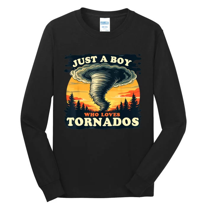 Just A Boy Who Loves Tornados Meteorology Storm Chaser Tall Long Sleeve T-Shirt