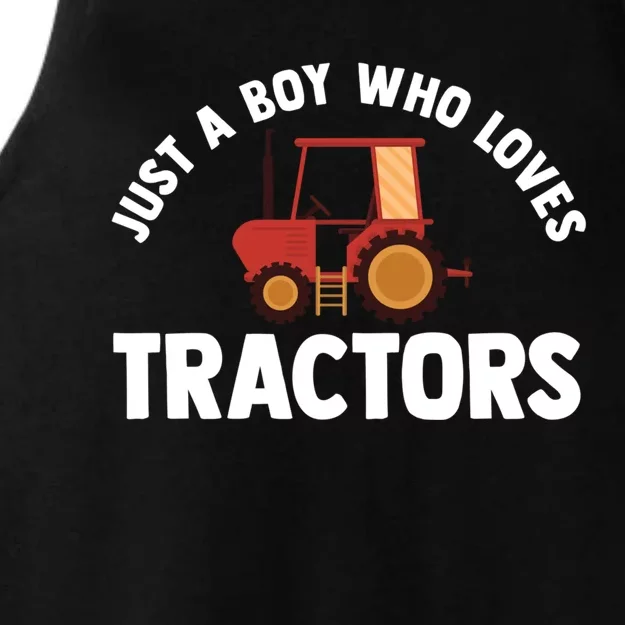 Just A Boy Who Loves Tractors Meaningful Gift Ladies Tri-Blend Wicking Tank