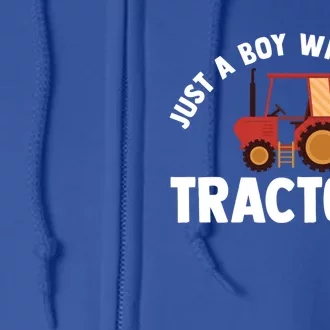 Just A Boy Who Loves Tractors Meaningful Gift Full Zip Hoodie