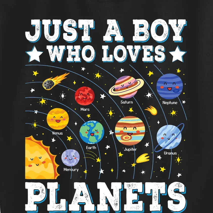 Just A Bo_y Who Loves Planets Solar System Space Science Geek Kids Sweatshirt