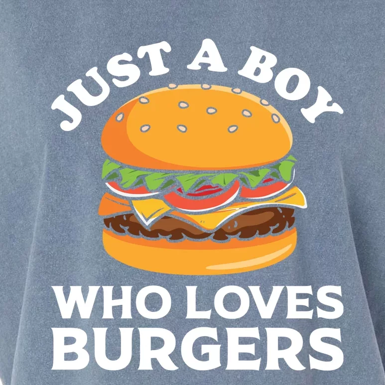 Just A Boy Who Loves Burger Cool Burger Gift Burger Boy Graphic Plus Size Shirt Garment-Dyed Women's Muscle Tee