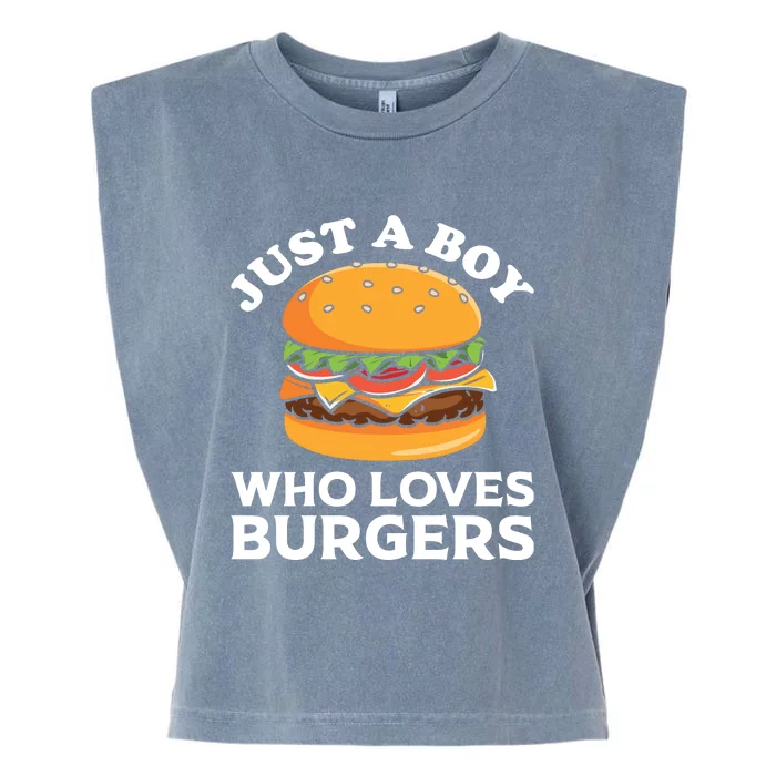 Just A Boy Who Loves Burger Cool Burger Gift Burger Boy Graphic Plus Size Shirt Garment-Dyed Women's Muscle Tee