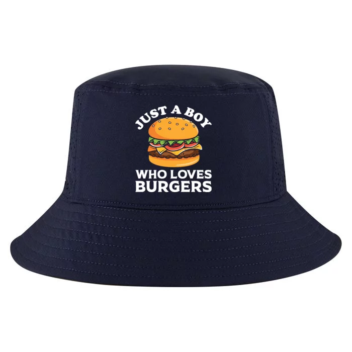 Just A Boy Who Loves Burger Cool Burger Gift Burger Boy Graphic Plus Size Shirt Cool Comfort Performance Bucket Hat