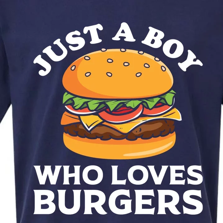 Just A Boy Who Loves Burger Cool Burger Gift Burger Boy Graphic Plus Size Shirt Sueded Cloud Jersey T-Shirt