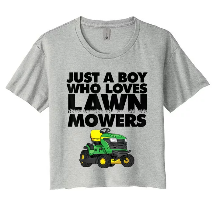 Just A Boy Who Loves Lawn Mowers Women's Crop Top Tee