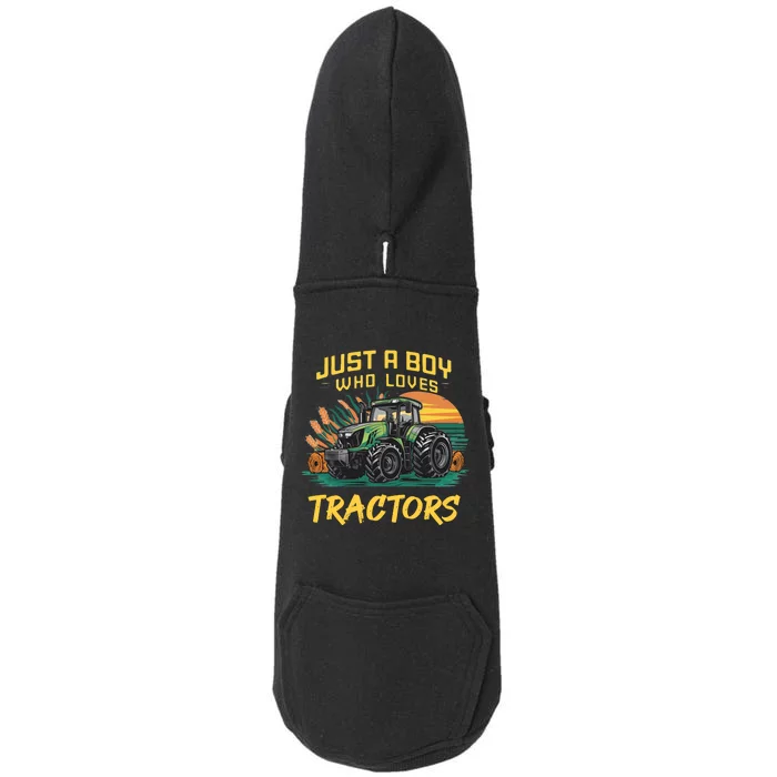 Just A Boy Who Loves Tractors Doggie 3-End Fleece Hoodie