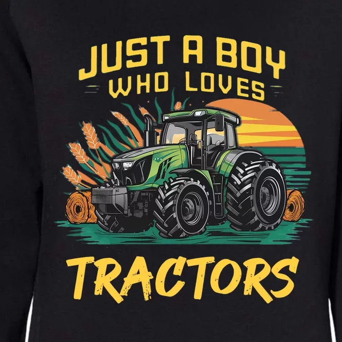 Just A Boy Who Loves Tractors Womens California Wash Sweatshirt