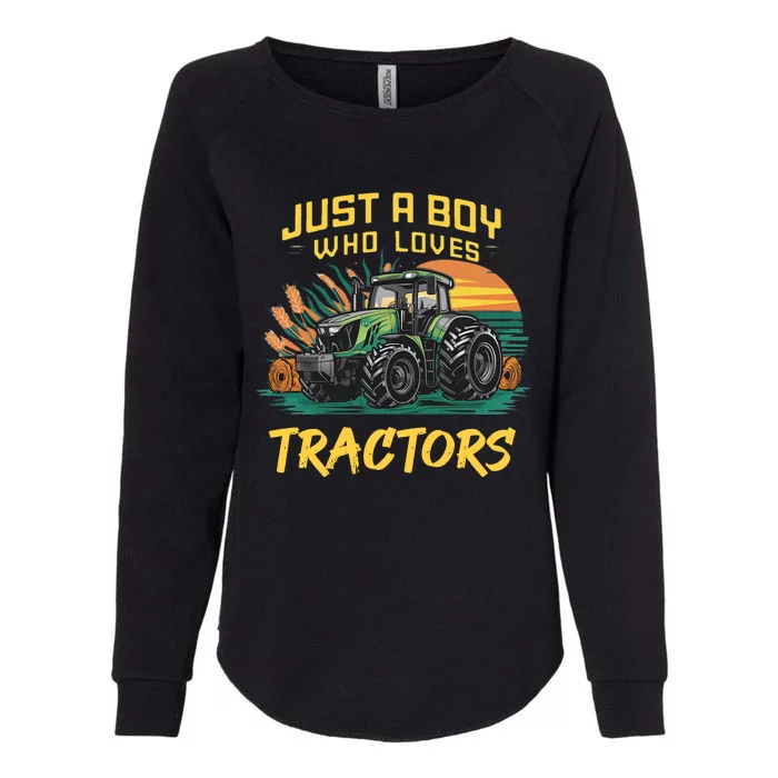 Just A Boy Who Loves Tractors Womens California Wash Sweatshirt