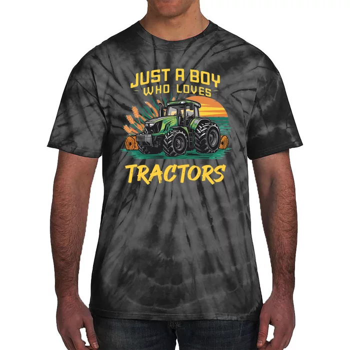 Just A Boy Who Loves Tractors Tie-Dye T-Shirt