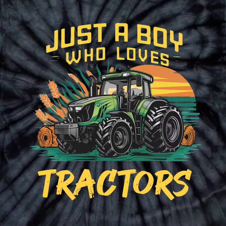 Just A Boy Who Loves Tractors Tie-Dye T-Shirt