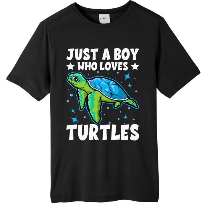 Just A Boy Who Loves Turtles Lover Gifts Sea Ocean Turtle ChromaSoft Performance T-Shirt