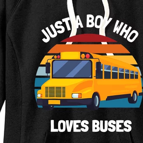 Just A Boy Who Loves Buses School Bus Kids 5T 4T 3T Women's Fleece Hoodie