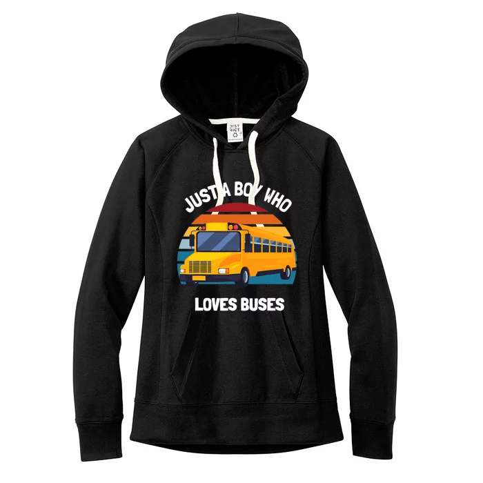 Just A Boy Who Loves Buses School Bus Kids 5T 4T 3T Women's Fleece Hoodie