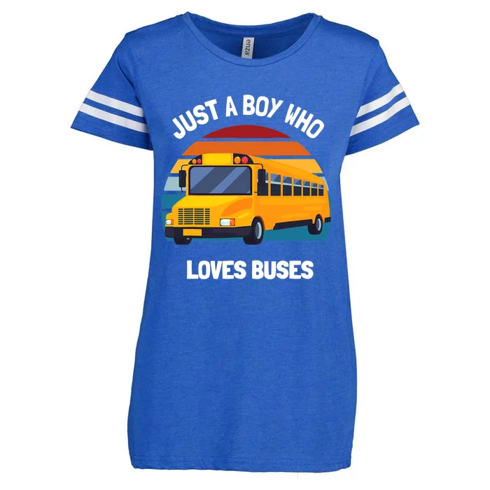 Just A Boy Who Loves Buses School Bus Kids 5T 4T 3T Enza Ladies Jersey Football T-Shirt