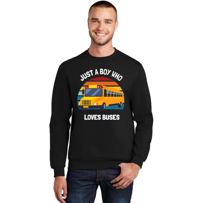 Just A Boy Who Loves Buses School Bus Sweatshirt