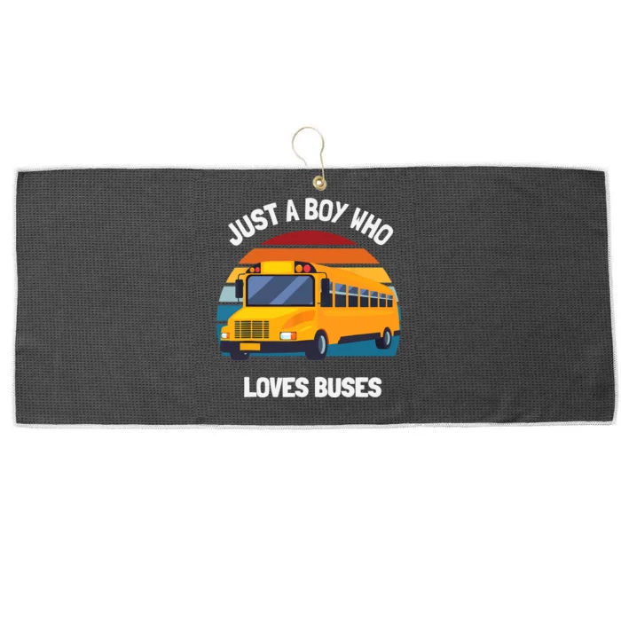 Just A Boy Who Loves Buses School Bus Large Microfiber Waffle Golf Towel