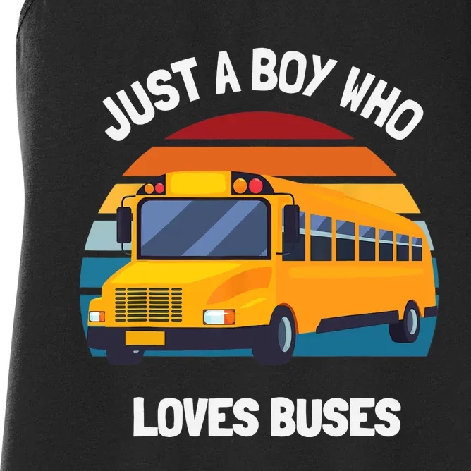 Just A Boy Who Loves Buses School Bus Women's Racerback Tank