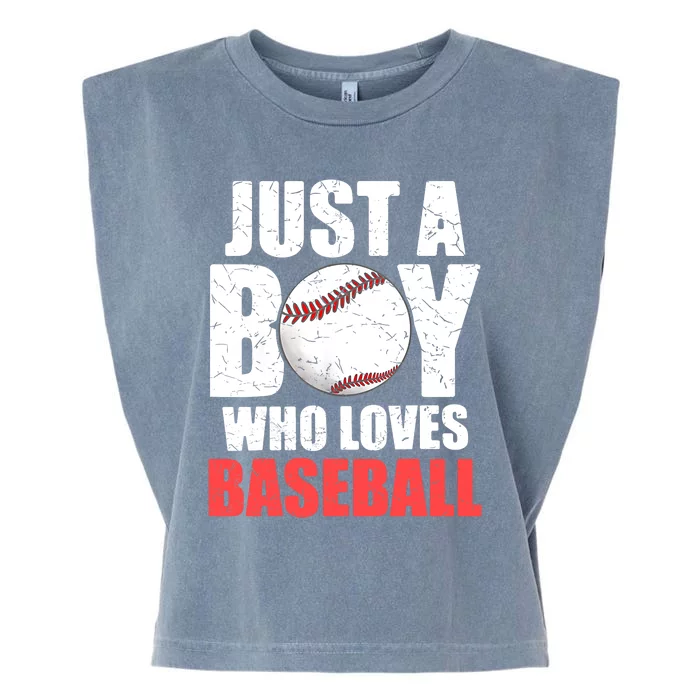 Just A Boy Who Loves Baseball Batter Catcher Pitcher Boy Garment-Dyed Women's Muscle Tee