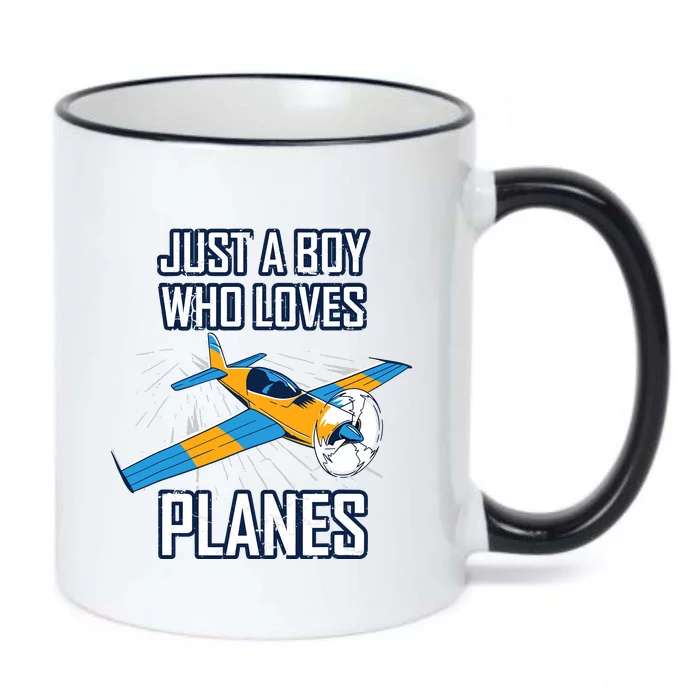 Just A Boy Who Loves Planes Black Color Changing Mug