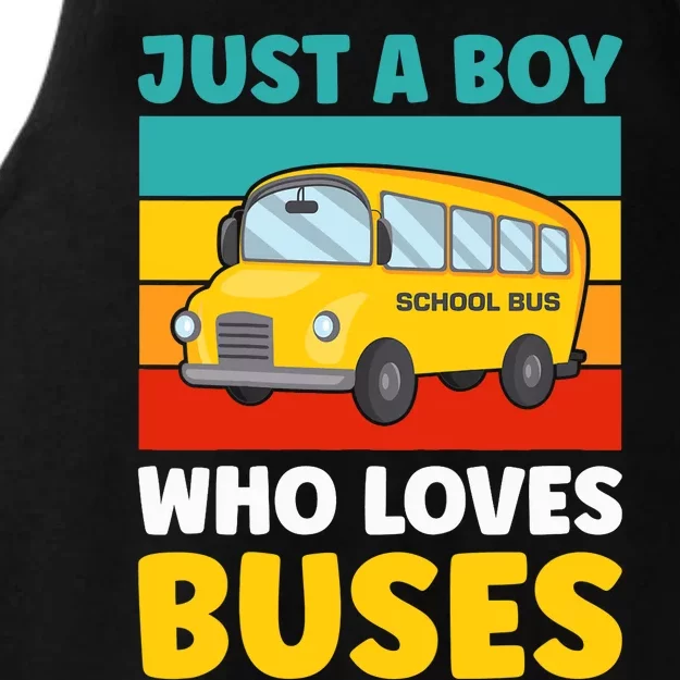 Just a Boy who loves Buses School Bus Ladies Tri-Blend Wicking Tank