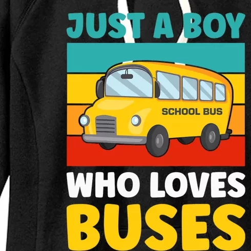 Just a Boy who loves Buses School Bus Women's Fleece Hoodie