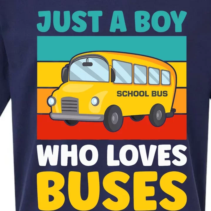 Just a Boy who loves Buses School Bus Sueded Cloud Jersey T-Shirt