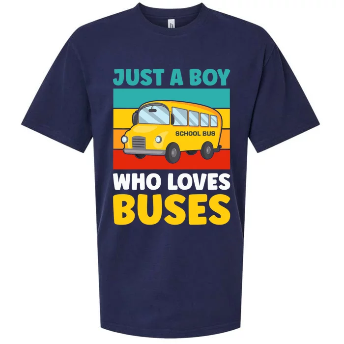 Just a Boy who loves Buses School Bus Sueded Cloud Jersey T-Shirt