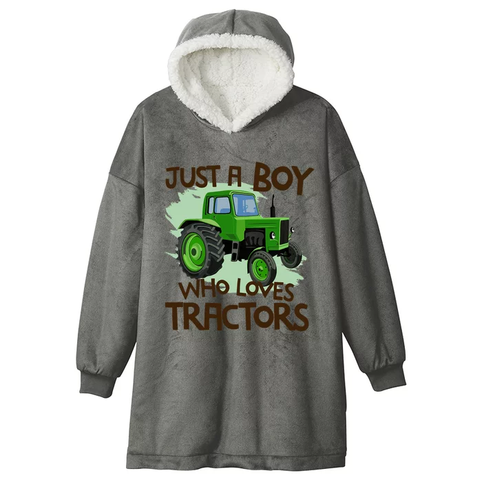 Just A Boy Who Loves Tractors T Farm Birthday Gift Hooded Wearable Blanket