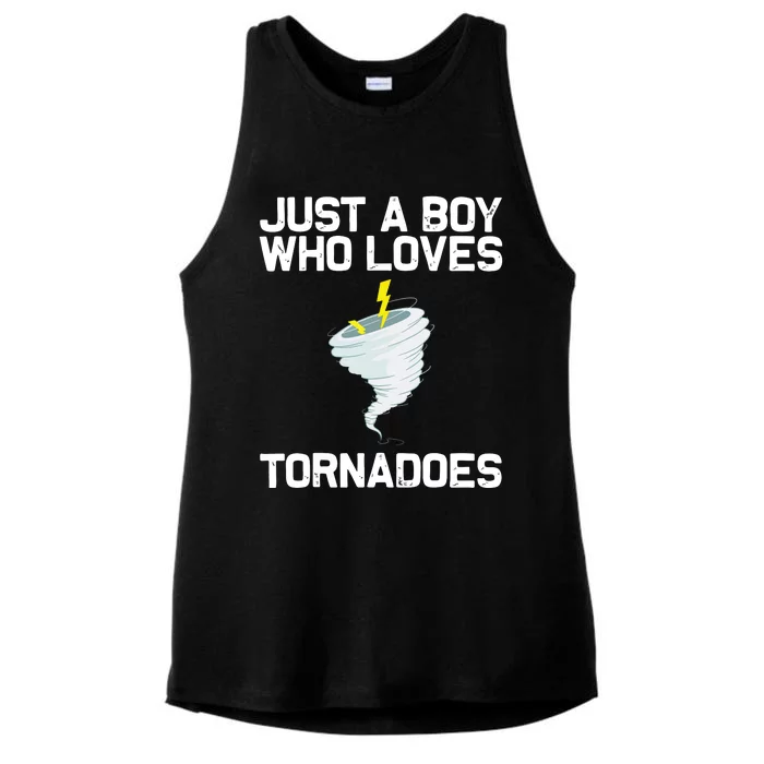 Just A Boy Who Loves Tornadoes Tornado Meteorologist Ladies Tri-Blend Wicking Tank