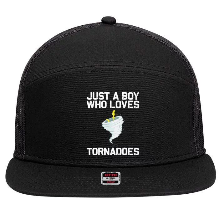 Just A Boy Who Loves Tornadoes Tornado Meteorologist 7 Panel Mesh Trucker Snapback Hat