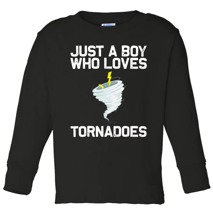 Just A Boy Who Loves Tornadoes Tornado Meteorologist Toddler Long Sleeve Shirt