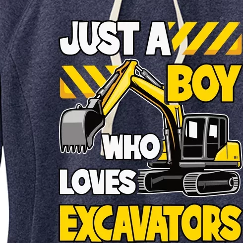 Just A Boy Who Loves Excavators Construction Vehicle Women's Fleece Hoodie