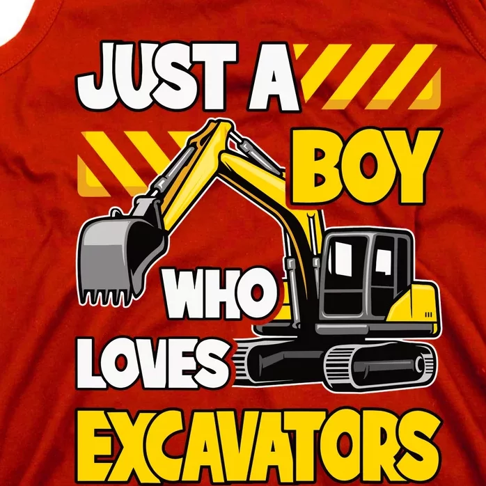 Just A Boy Who Loves Excavators Construction Vehicle Tank Top