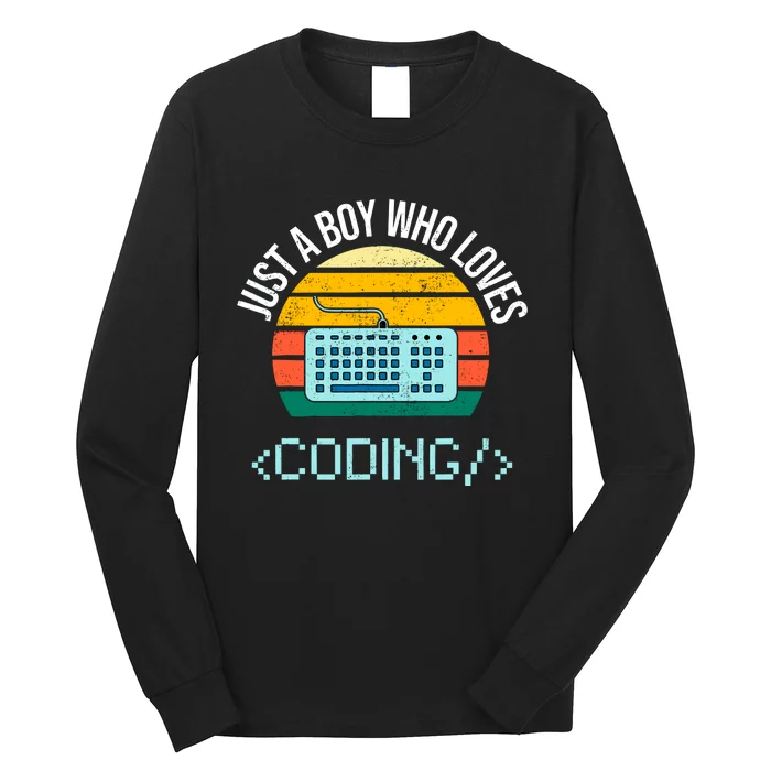 Just A Boy Who Loves Coding Computer Funny Long Sleeve Shirt