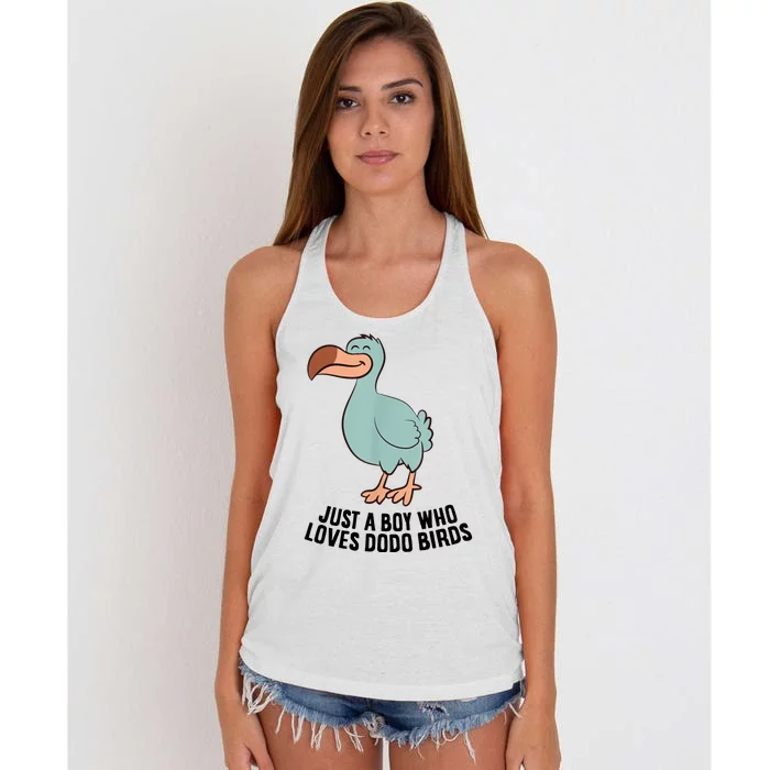 Just A Boy Who Loves Dodo Birds Women's Knotted Racerback Tank