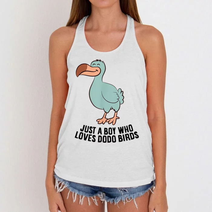 Just A Boy Who Loves Dodo Birds Women's Knotted Racerback Tank