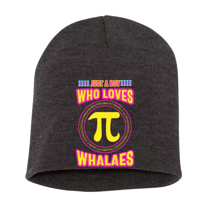 Just A Boy Who Loves Pi Whales Pi Day Short Acrylic Beanie