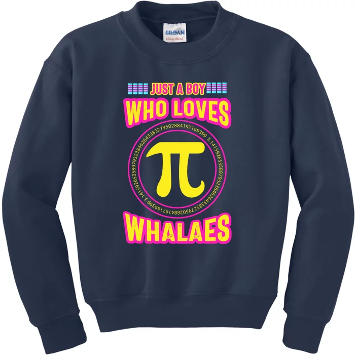 Just A Boy Who Loves Pi Whales Pi Day Kids Sweatshirt