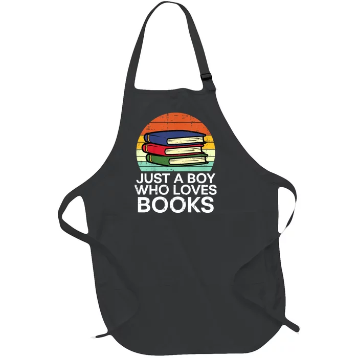 Just A Boy Who Loves Books Read Reading Librarian Full-Length Apron With Pocket