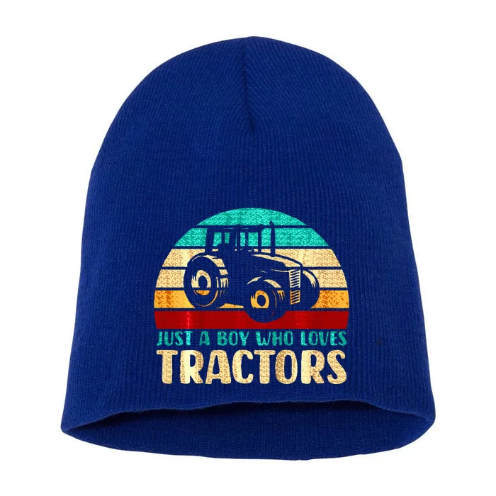 Just A Boy Who Loves Tractors Short Acrylic Beanie