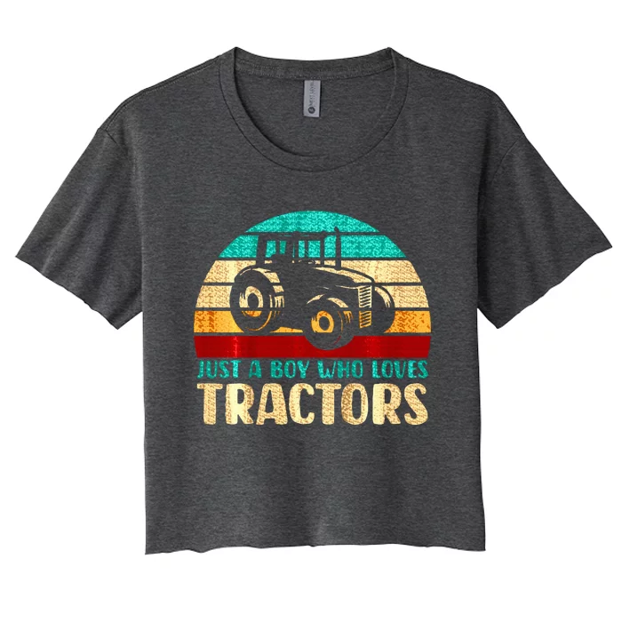 Just A Boy Who Loves Tractors Women's Crop Top Tee