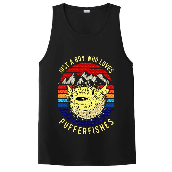 Just A Boy Who Loves Pufferfishes Performance Tank