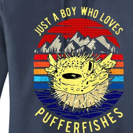 Just A Boy Who Loves Pufferfishes Women's Pullover Hoodie