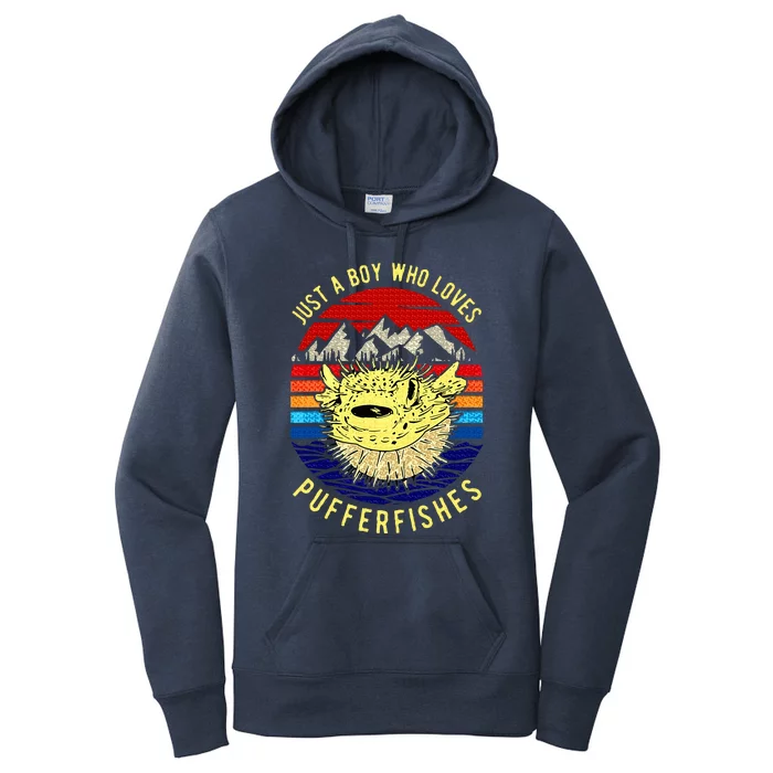 Just A Boy Who Loves Pufferfishes Women's Pullover Hoodie